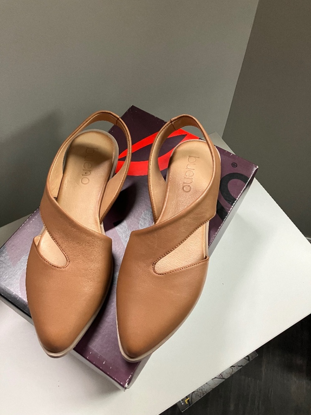 Bueno Leather Slingback Flats – Camel/Tan